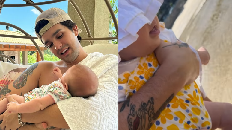 Luan Santana compartilha registro raro e mostra filha conhecendo o mar pela primeira vez