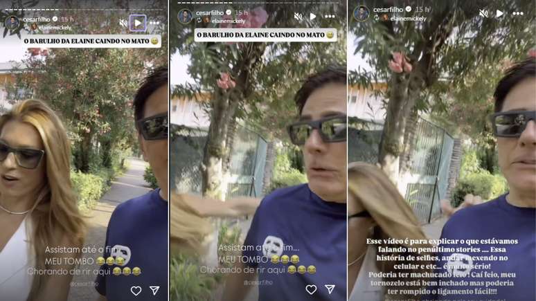 Cesar filho mostra queda da esposa