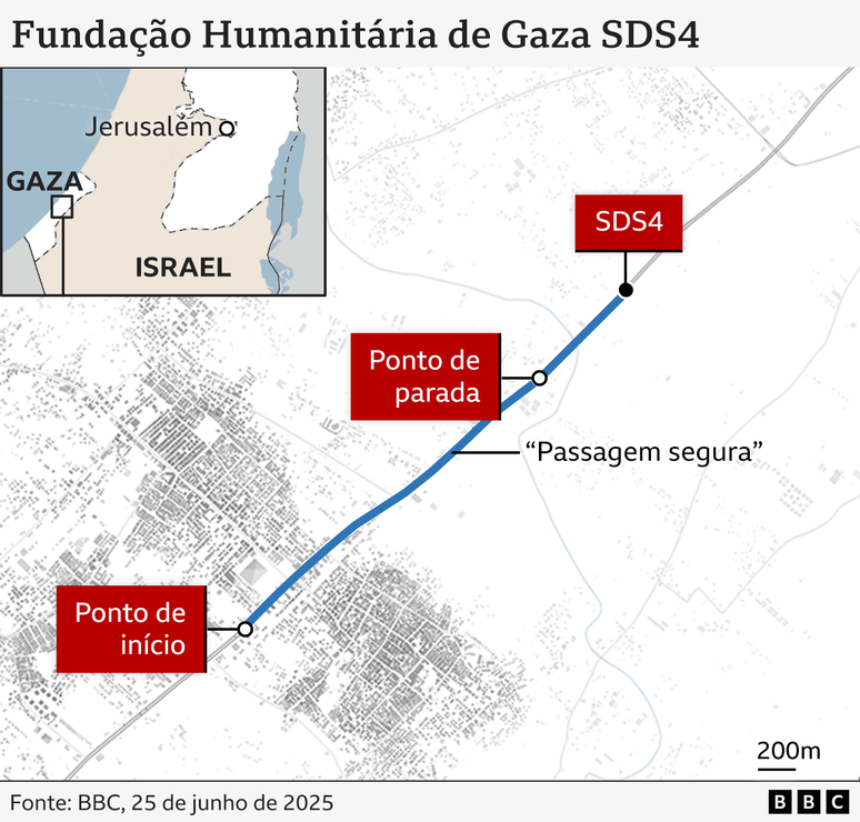 Mapa da Funda&ccedil;&atilde;o Humanit&aacute;ria em Gaza
