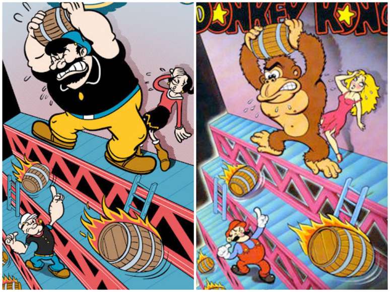 Originalmente, Donkey Kong seria estrelado por Popeye, Brutus e Olivia Palito