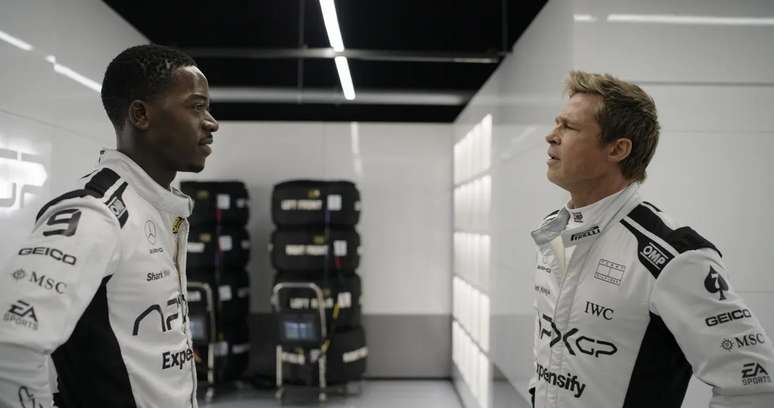 Joshua Pearce e Sonny Hayes durante F1: O Filme 