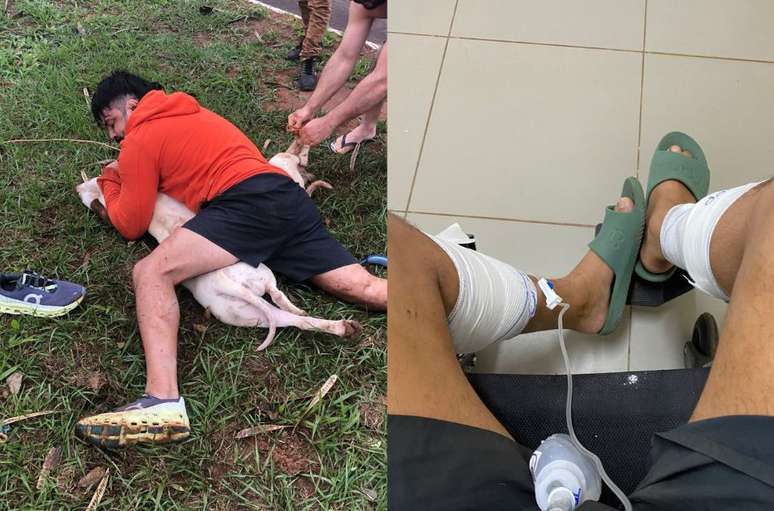 Professor sofreu ferimentos nas pernas e teve dedo da mão quebrado