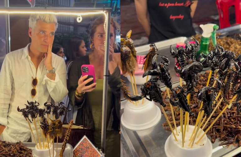 Giovanna Ewbank and Bruno Gagliaso eat insects in Thailand Giovanna Ewbank and Bruno Gagliaso eat insects in Thailand