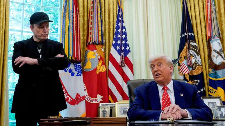 O bilionário Elon Musk e o presidente dos EUA, Donald Trump