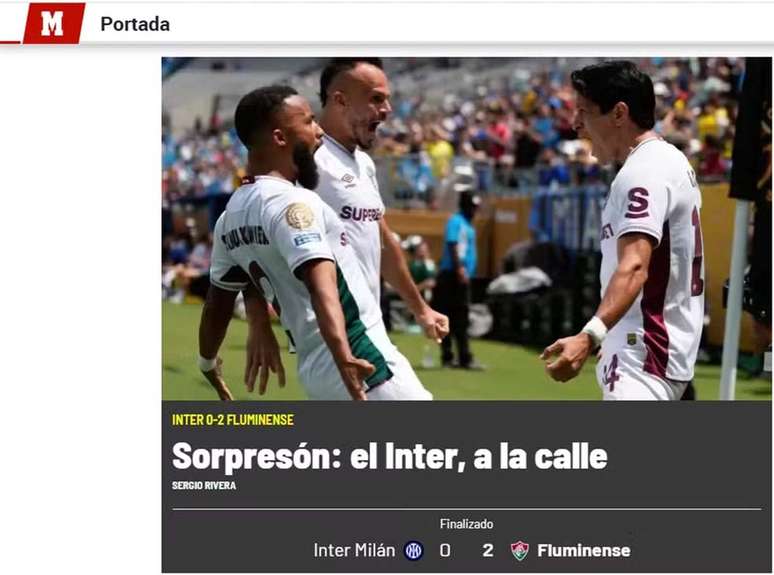 Jornal “Marca” classificou a vitória tricolor sobre a Inter de Milão como uma “surpresa” –