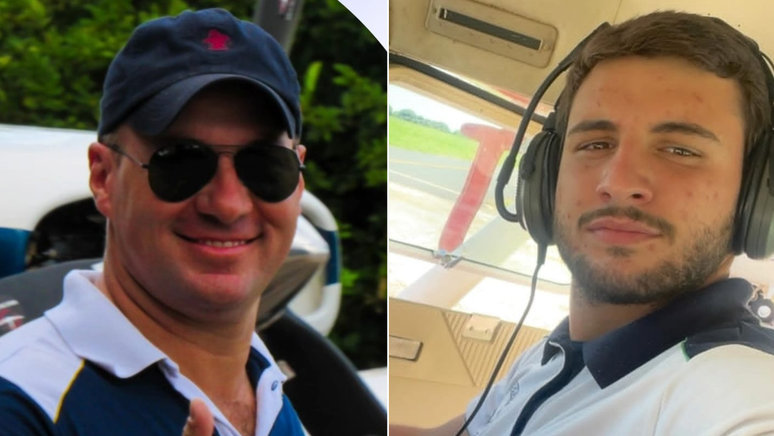 O instrutor de voo Abner Casagrande de Oliveira (à esquerda) e o aluno Felipe Coiado Gomes (à direita) faleceram em acidente de avião nesta terça, 1º