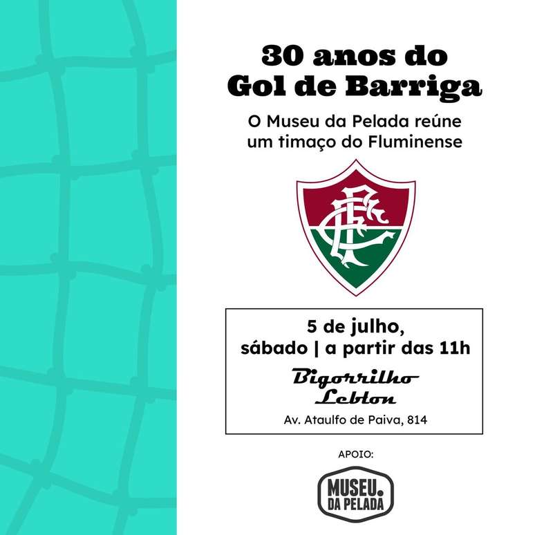 Evento celebra os 30 anos do gol de barriga de Renato Ga&uacute;cho &ndash; Reprodu&ccedil;&atilde;o/Museu da Pelada
