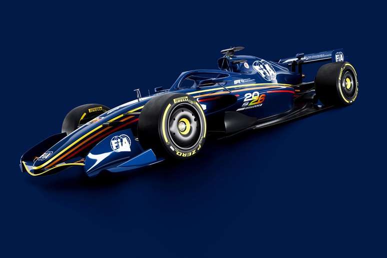Ilustração do novo design dos carros com base no regulamento de 2026