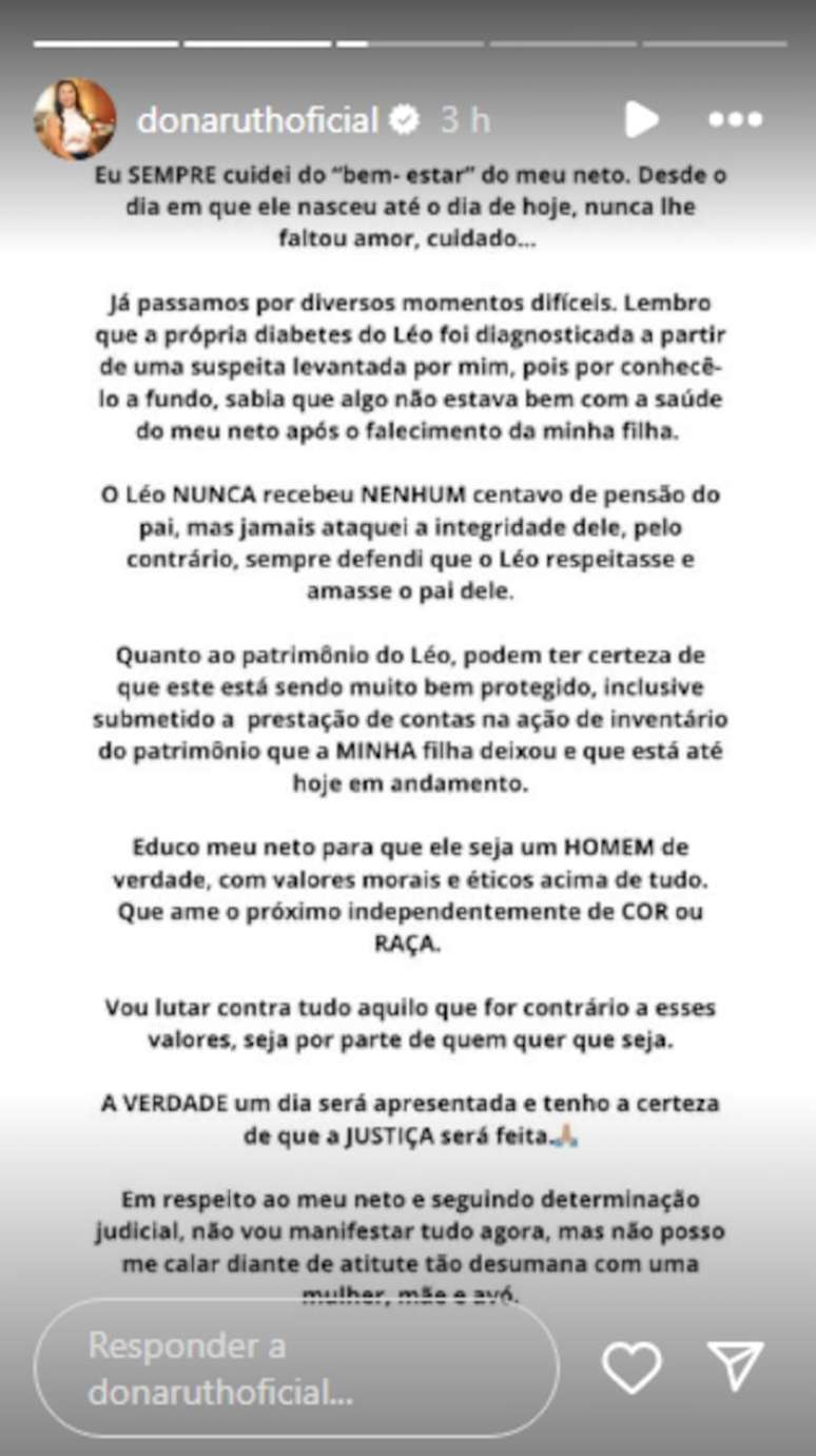 Desabafo de Dona Ruth