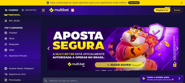 Também tem uma seção completa de jogos no MultiBet Cassino
