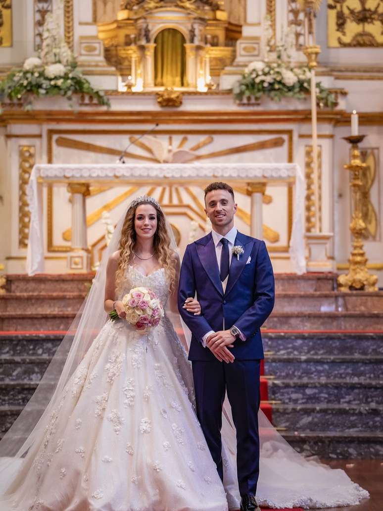 Rute e Diogo durante casamento