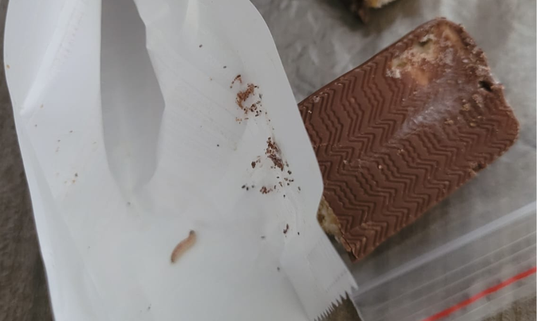 Larva sai de dentro do chocolate
