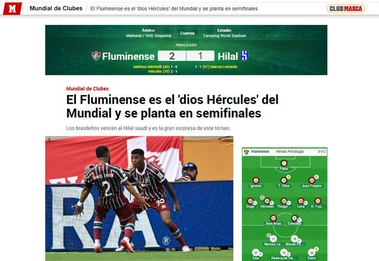Marca destaca classifica&ccedil;&atilde;o do Fluminense no Mundial