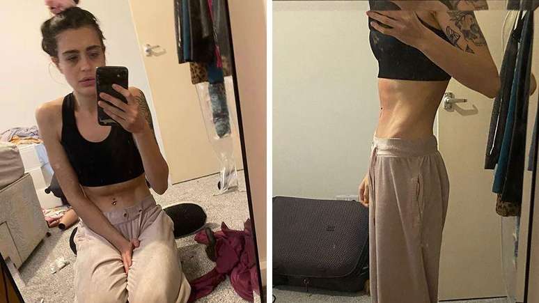 O peso de Abbie caiu muito durante o período em que ela ficou viciada na droga