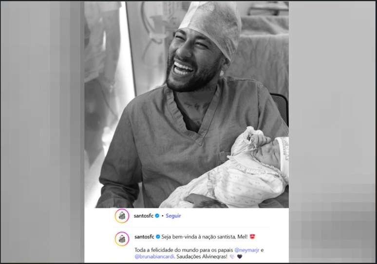 Santos d&aacute; boas-vindas a Mel, nova filha de Neymar &ndash;