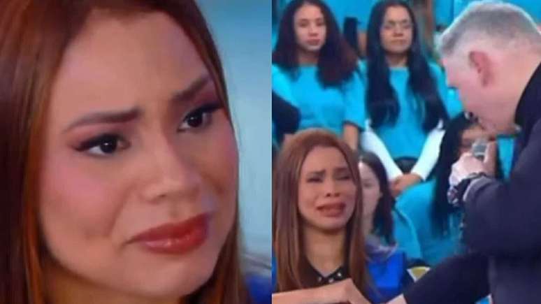 Lexa e padre Marcelo Rossi no programa 'Domingo Legal'