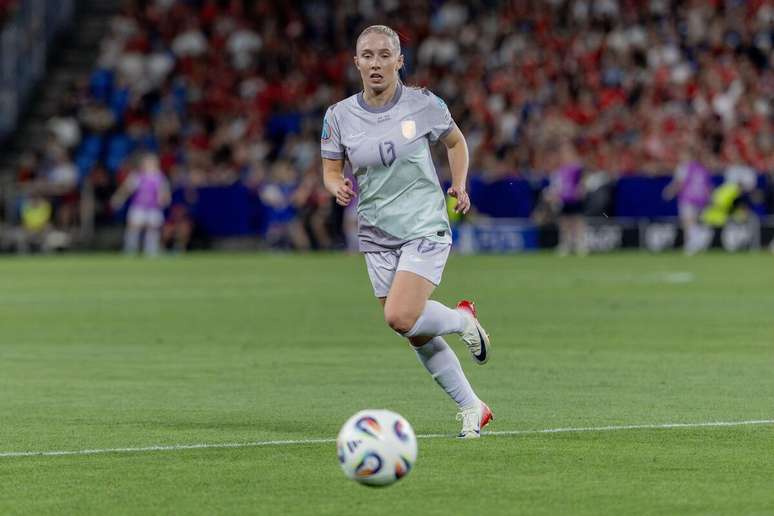 Thea Bjeld (Noruega) durante jogo contra a Suíça, no dia 02.07.2025 
