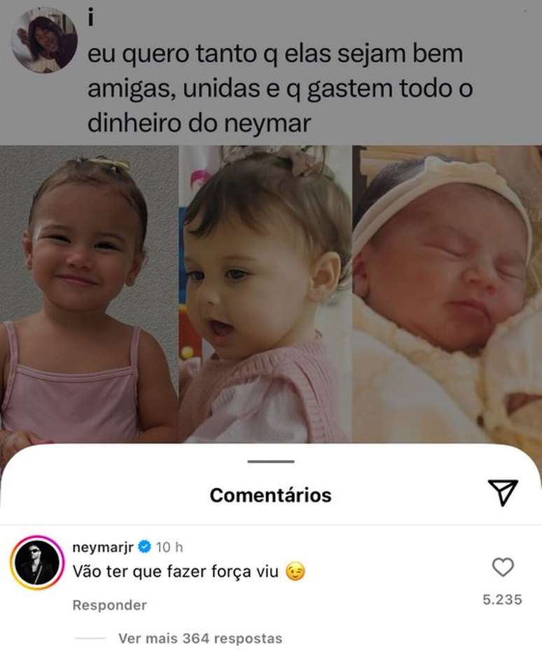 Neymar deixa coment&aacute;rio em publica&ccedil;&atilde;o sobre suas filhas gastarem seu dinheiro nas redes sociais &ndash;
