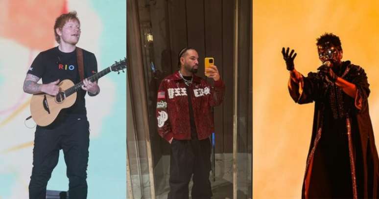 Ed Sheeran, Drake e The Weeknd ocupam o topo da lista.