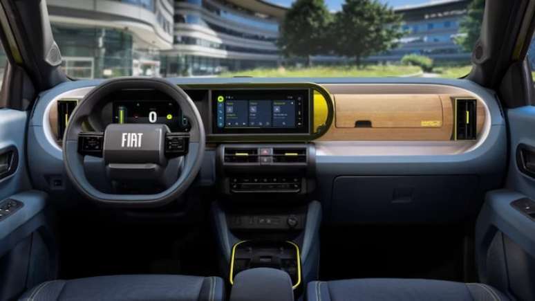 Interior do novo compacto da Fiat combina duas telas no painel e materiais sustentáveis no acabamento