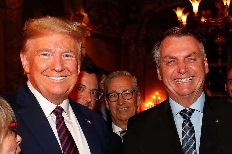 Trump e Bolsonaro durante encontro nos EUA em mar&ccedil;o de 2020