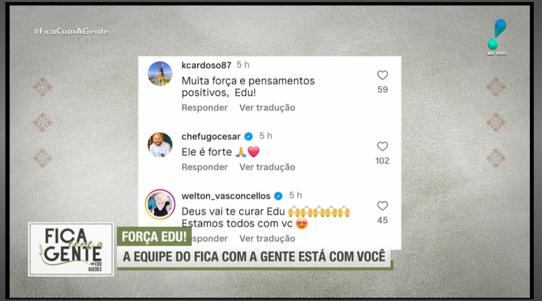 Silene Gonçalves lê mensagens para Edu Guedes