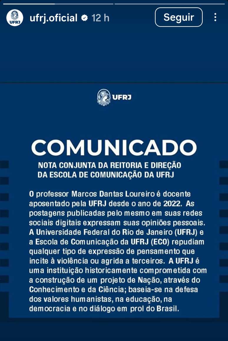 UFRJ talks about a teacher who attacked Roberto Justus's daughter UFRJ talks about a teacher who attacked Roberto Justus's daughter