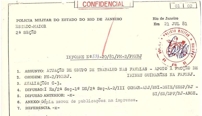 Relatório detalha as atividades de Irineu Guimarães, presidente da FAFERJ. Repare no “assunto”, onde se lê “facção”.