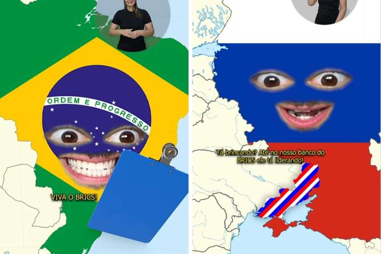 Vídeo que fala sobre Brics mostra mapa da Rússia com parte do território da Ucrânia com bandeira russa