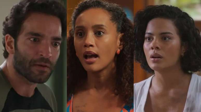Afonso (Humberto Carrão), Raquel (Taís Araujo) e Fátima (Bella Campos) de Vale Tudo