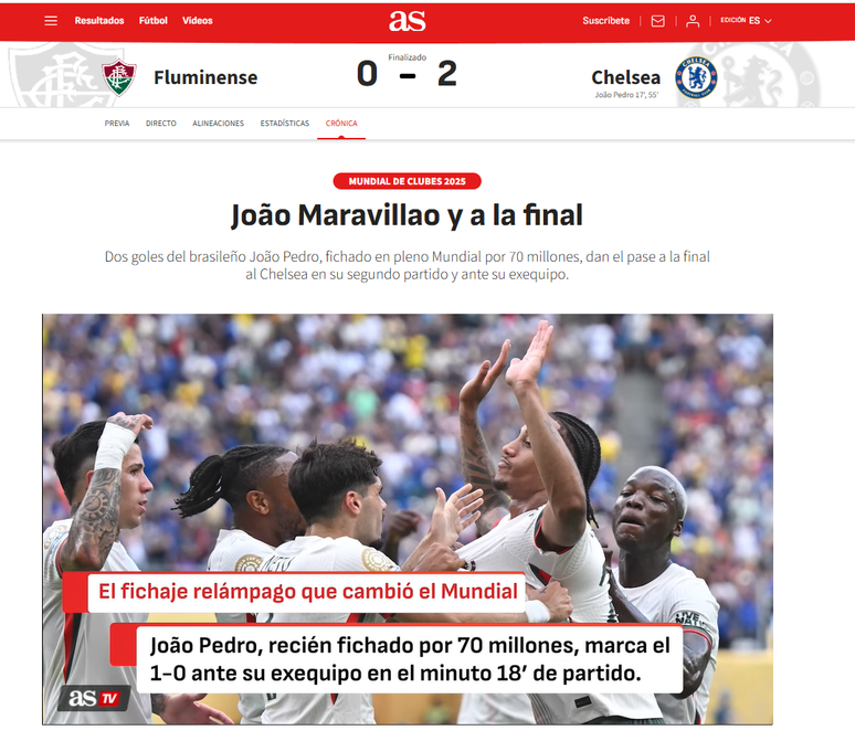 As destaca vitória do Chelsea sobre o Fluminense no Mundial