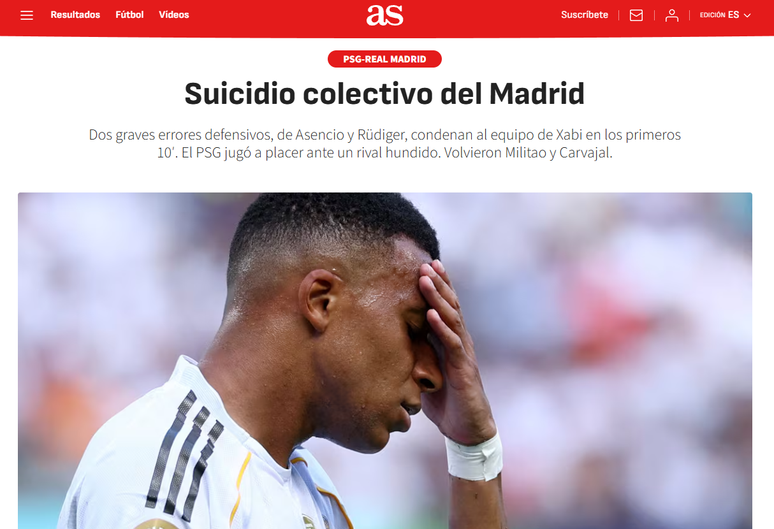 AS repercute vitória do PSG sobre o Real
