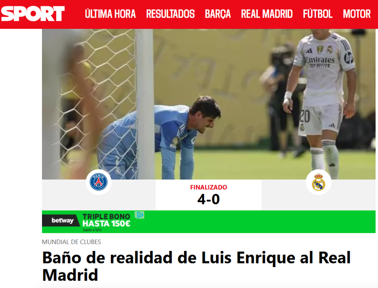 Sport repercute vitória do PSG sobre o Real