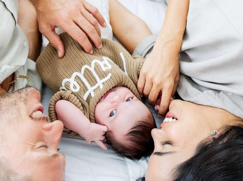 André Baran com esposa e filho