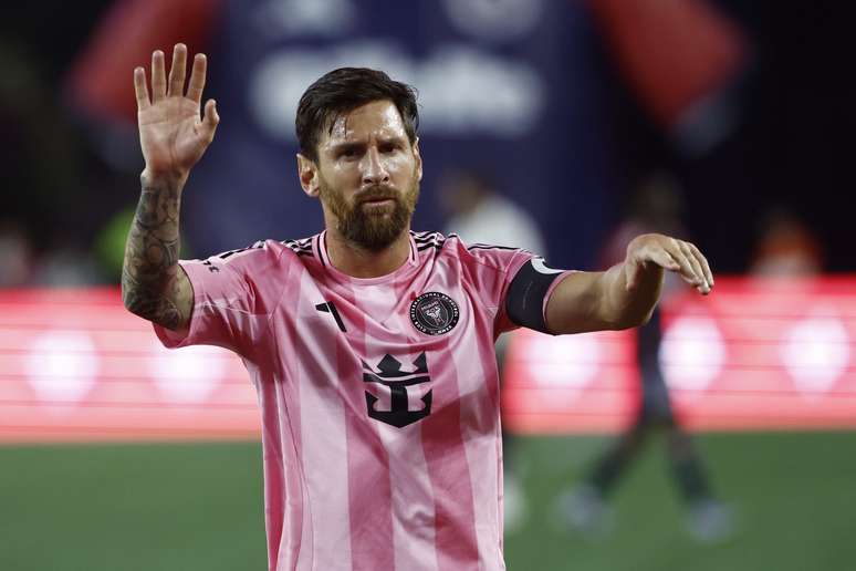 Messi durante a vit&oacute;ria do Inter Miami 