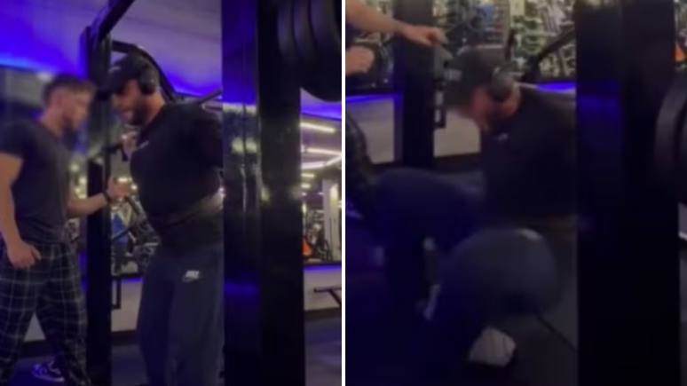The man breaks both legs during 140 kg of squats