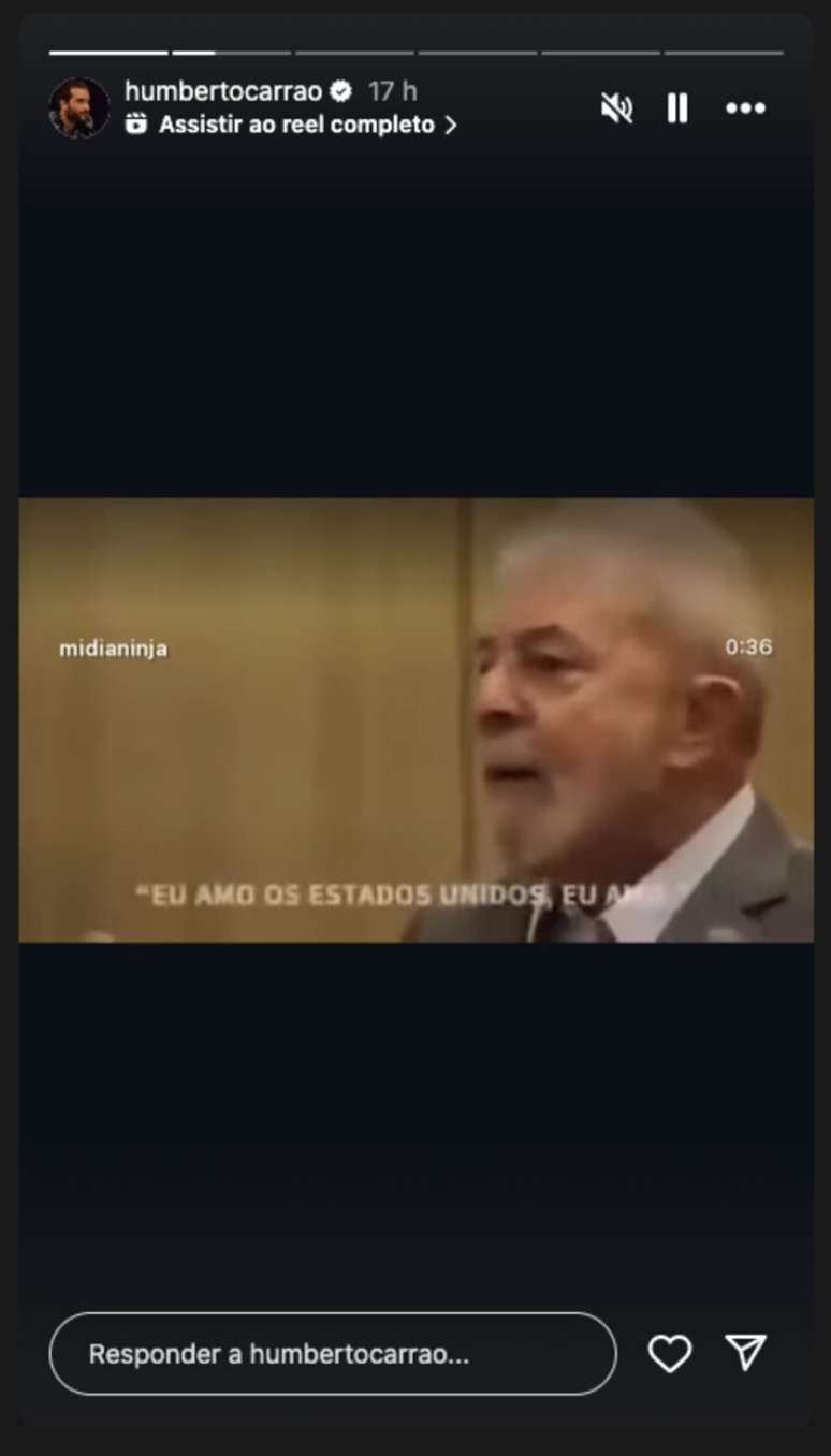 Humberto Carr&atilde;o apoia Lula ap&oacute;s an&uacute;ncio dos EUA de taxa&ccedil;&atilde;o de 50% sobre os produtos brasileiros