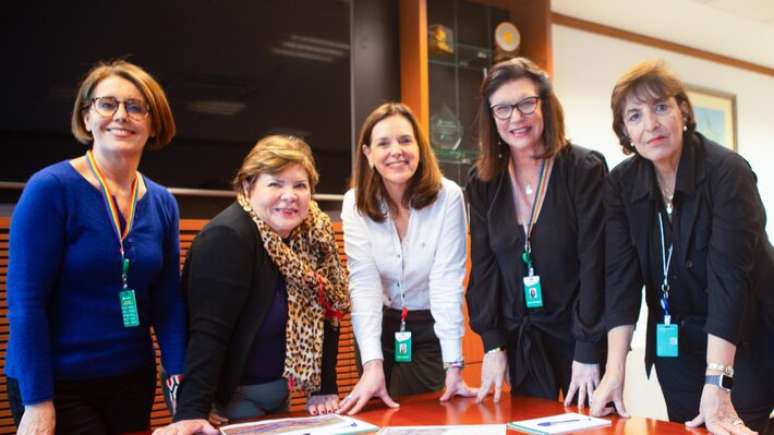 Mulheres da diretoria da Petrobras. Da esquerda para a direita: Clarice Coppetti, Angélica Laureano, Renata Baruzzi, Magda Chambriard e Sylvia Anjos