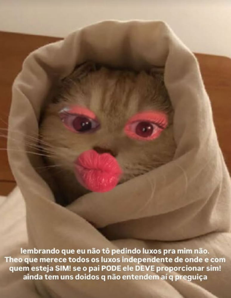 Publicações de Anna Estrella sobre pensão e atritos com Filipe Ret