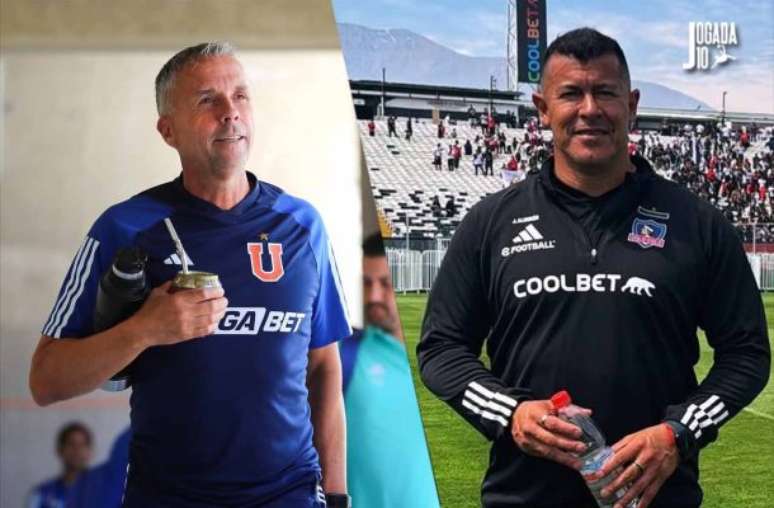 - Fotos: Divulgação / Universidad de Chile / Colo-Colo - Legenda: Clima entre os treinadores se mostrou arisco durante entrevistas coletivas