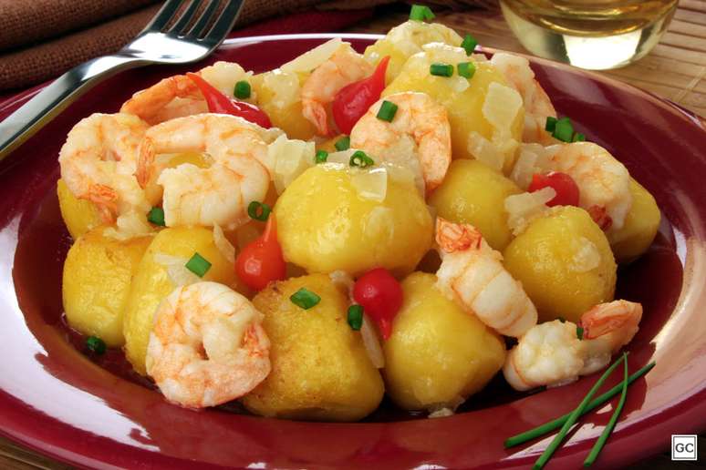 Fried manoc gnocchi with prawn sauce made in 1 hour Fried manoc gnocchi with prawn sauce made in 1 hour