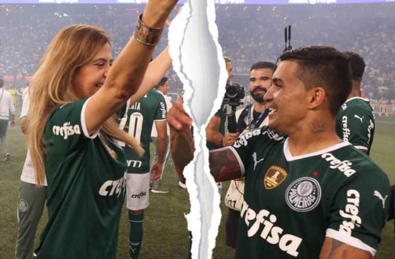 Dudu e Leila Pereira durante a comemoração do título Paulista de 2022 –
