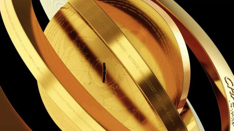 Detalhes do troféu do Mundial de Clubes da Fifa.