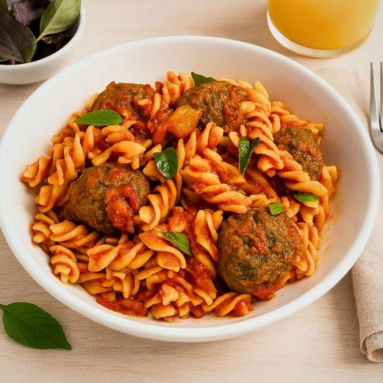 Pasta with aubergine meatballs: also the carnivores love