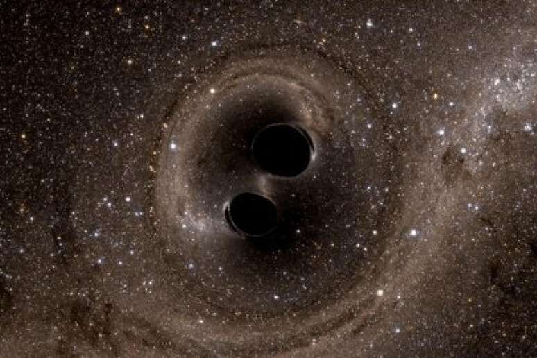 Simulação artística de ondas gravitacionais