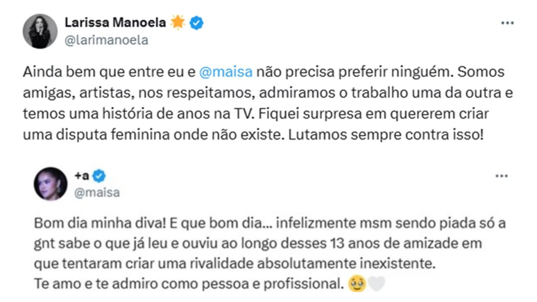Maisa e Larissa Manoela detonam quadro do 'Fantástico' sobre rivalidade