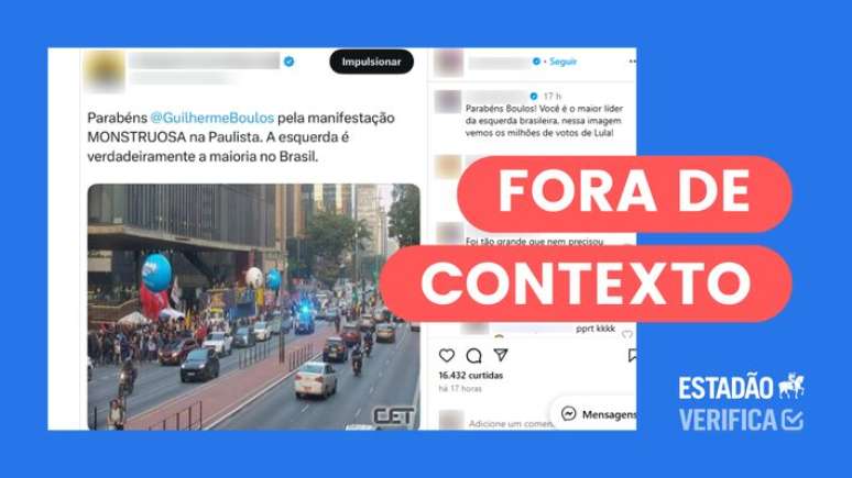 Imagem que mostra início da concentração de manifestantes em ato de esquerda na Paulista é usada para alegar que protesto teria sido esvaziado