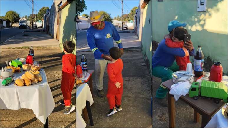 The boy celebrates 3 years with breakfast on the street for the sweeps and virals