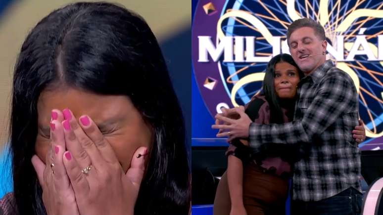 Eliza Feitoza e Luciano Huck no Quem Quer Ser um Milionário, do Domingão
