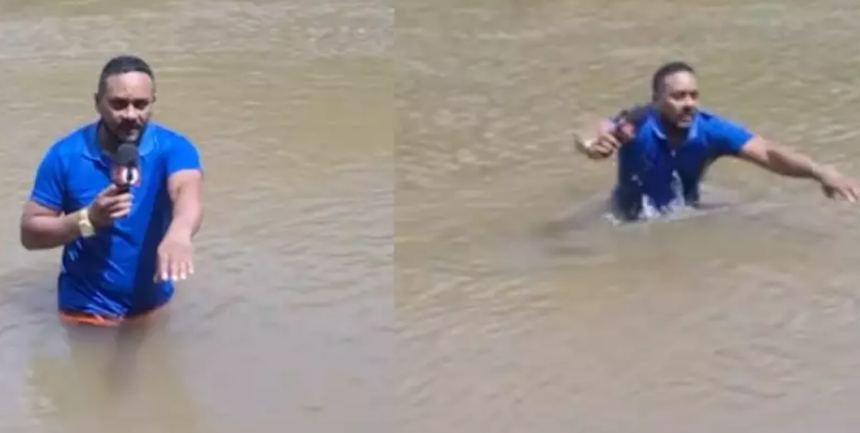 Repórter ficou assustado com a situação enquanto fazia uma matéria